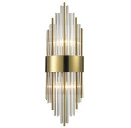 Lampa ścienna DRACO-S, 45 cm - kryształowo - złota, styl glamour