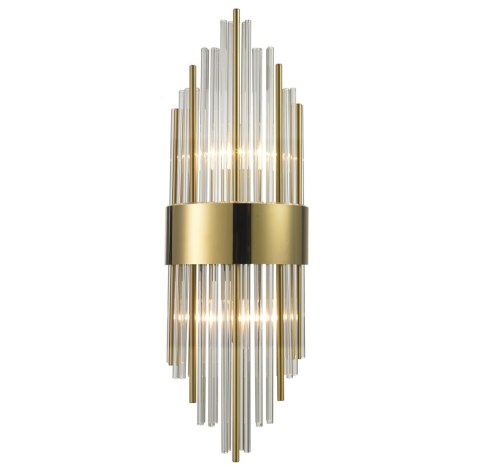 Lampa ścienna DRACO-S, 45 cm - kryształowo - złota, styl glamour