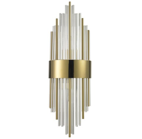 Lampa ścienna DRACO-S, 45 cm - kryształowo - złota, styl glamour
