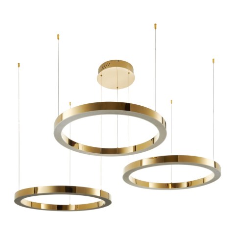 Lampa wisząca CIRCLE 3 40+60+60 cm - LED, ring złoty połysk na 1 podsufitce