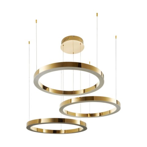 Lampa wisząca CIRCLE 3 40+60+60 cm - LED, ring złoty połysk na 1 podsufitce