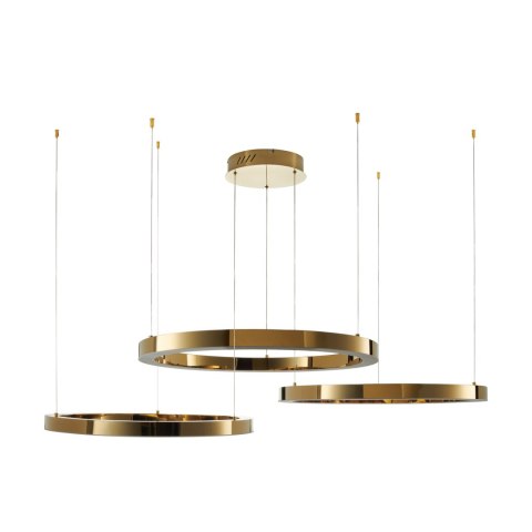 Lampa wisząca CIRCLE 3 40+60+60 cm - LED, ring złoty połysk na 1 podsufitce
