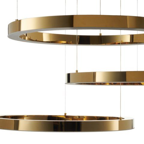 Lampa wisząca CIRCLE 3 40+60+60 cm - LED, ring złoty połysk na 1 podsufitce