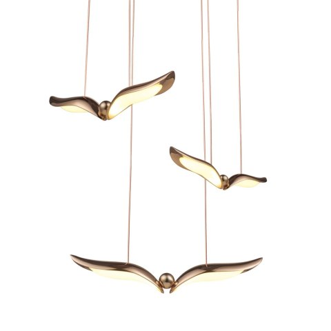 Lampa wisząca GUFO 3 LED różowe złoto 36 cm