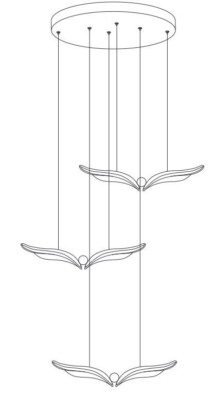 Lampa wisząca GUFO 3 LED różowe złoto 36 cm