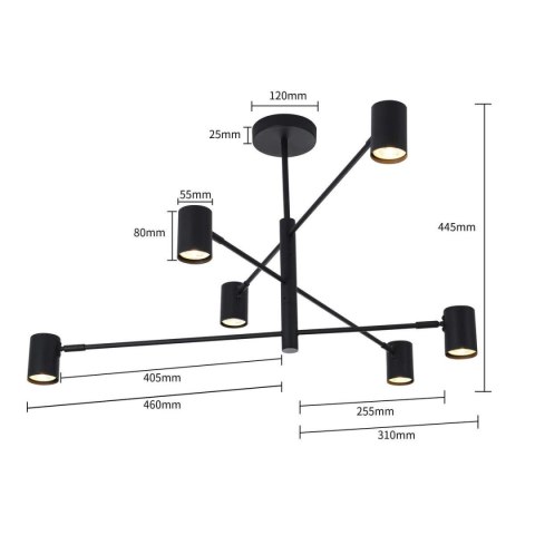 Light Prestige Lampa wisząca Snow 6 czarna 6xGU10