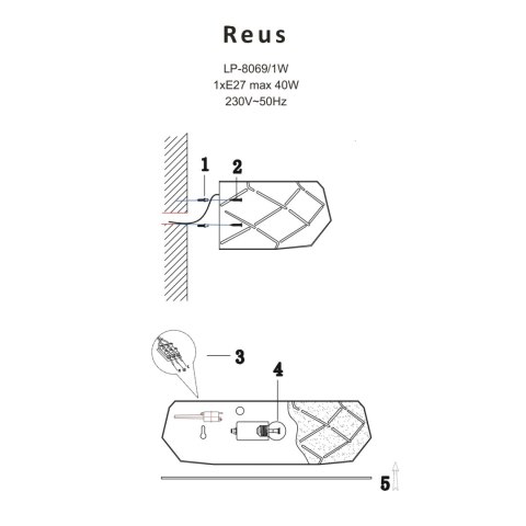 Light Prestige Kinkiet Reus różowe złoto 1xE27