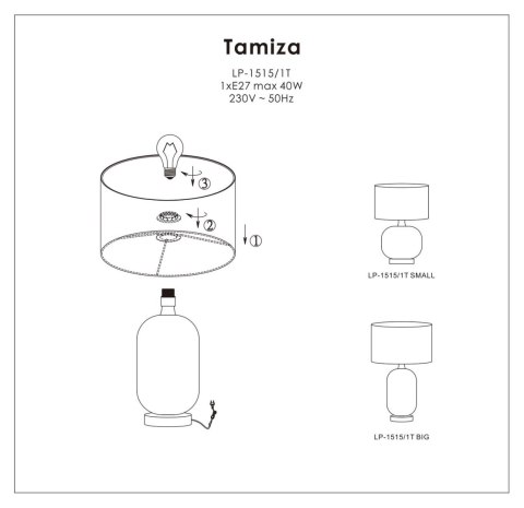 Light Prestige Lampa stołowa Tamiza 48 cm czarna 1xE27