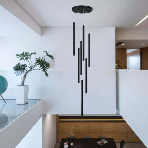 Light Prestige Lampa wisząca Lungo 7 czarna 7xG9
