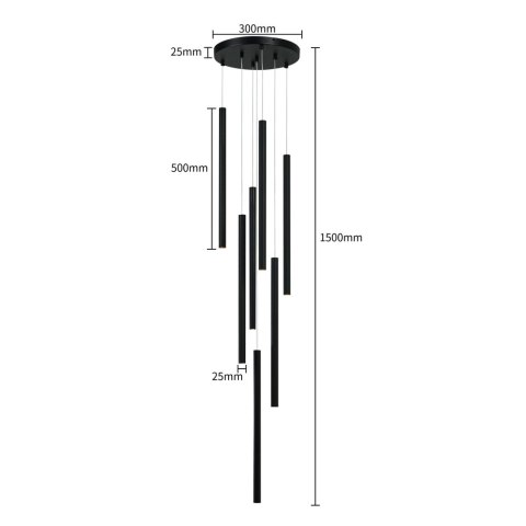 Light Prestige Lampa wisząca Lungo 7 czarna 7xG9