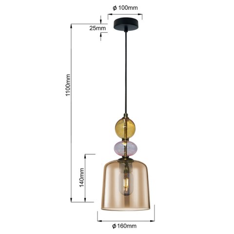 Light Prestige Lampa wisząca Tropea bursztynowa 1xE27