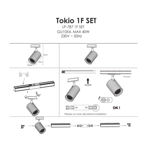 Light Prestige Zestaw oświetlenia szynowego Tokio SET 1F biały 4xGU10