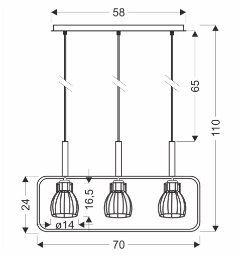 Franita lampa wisząca czarny 3x40W E27 klosz czarny