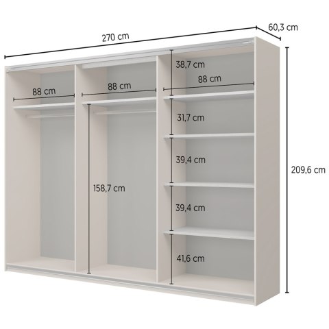 Szafa przesuwna 270 UBEC 69 dąb lindberg