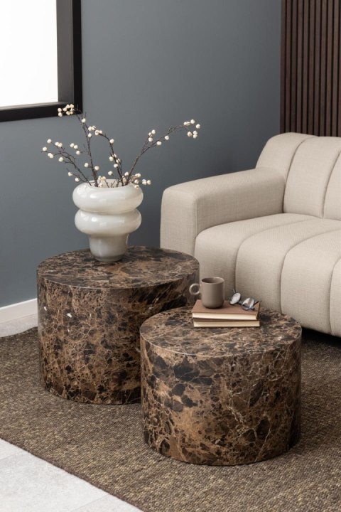 Zestaw 2 stolików Dice okrągłe marmur