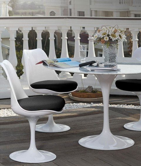 Stół TULIP MARBLE 120 CARRARA biały - marmur, metal