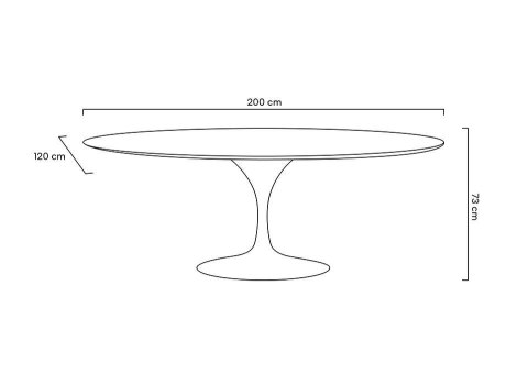 Stół TULIP ELLIPSE 200 biały - MDF, metal