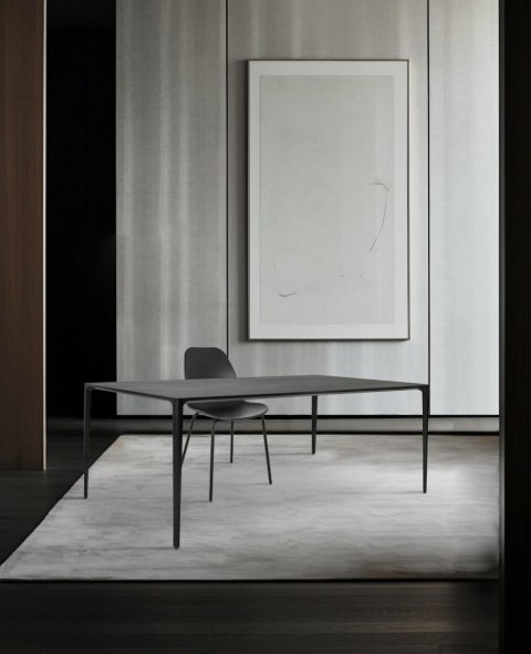 Stół SLIM 180x90 czarny - ceramiczny marmur, aluminium