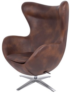 Fotel EGG SZEROKI PU brąz vintage koniak - podstawa stal