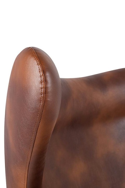 Fotel EGG SZEROKI PU brąz vintage koniak - podstawa stal