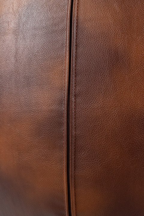 Fotel EGG SZEROKI PU brąz vintage koniak - podstawa stal