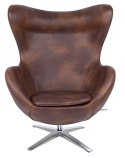 Fotel EGG SZEROKI PU brąz vintage koniak - podstawa stal