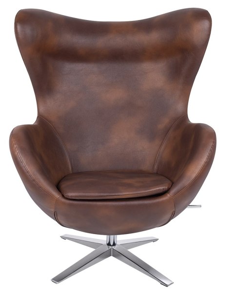 Fotel EGG SZEROKI PU brąz vintage koniak - podstawa stal