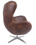 Fotel EGG SZEROKI PU brąz vintage koniak - podstawa stal