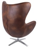 Fotel EGG SZEROKI PU brąz vintage koniak - podstawa stal