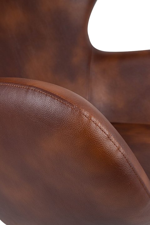 Fotel EGG SZEROKI PU brąz vintage koniak - podstawa stal