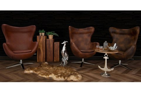 Fotel EGG SZEROKI PU brąz vintage koniak - podstawa stal