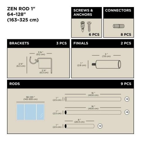 UMBRA karnisz ZEN 163 - 325 cm czarny