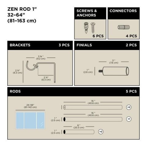 UMBRA karnisz ZEN 81 - 162 cm czarny