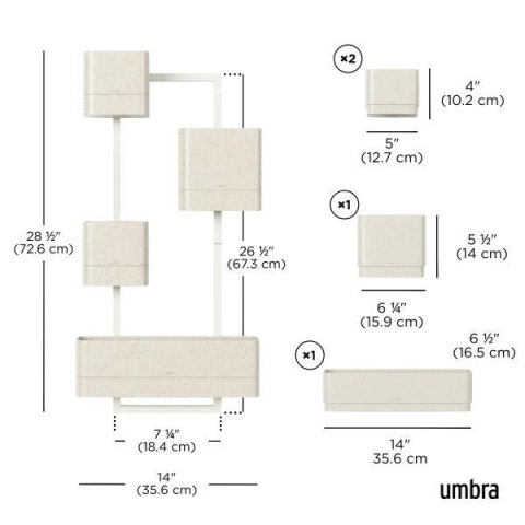 UMBRA zestaw doniczek CUBIKO biały
