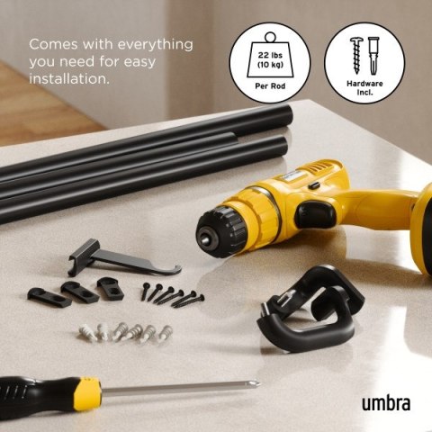 UMBRA karnisz TWILIGHT 168 - 365 cm czarny mat