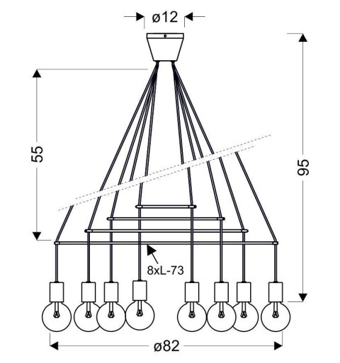 ALTO LAMPA WISZĄCA 8X40W E27 CZARNY MATOWY