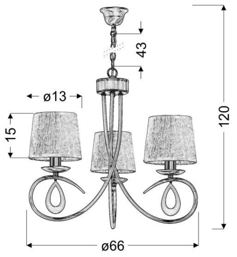 ARNIKA LAMPA WISZĄCA 3X40W E14 PATYNA / KREM