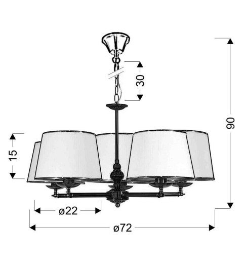GRAND LAMPA WISZĄCA 5X40W E14 PATYNA