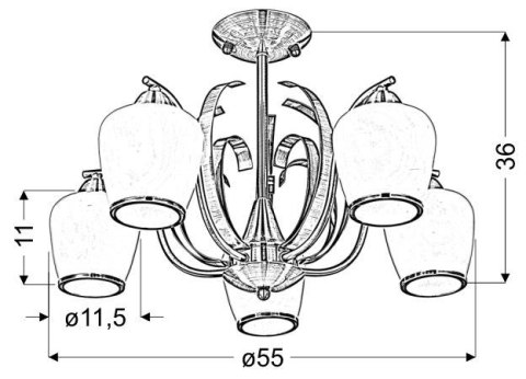 OPERA LAMPA WISZĄCA 5X60W E27 PATYNA
