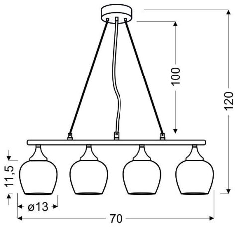 SIRIUS LAMPA WISZĄCA 4X60W E27 CHROM 3D