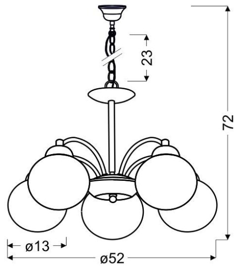 TOBAGO LAMPA WISZĄCA 5X60W E27 SATYNA