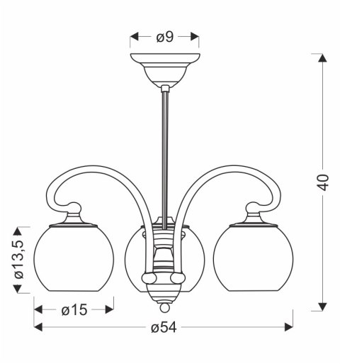 Lampa wisząca TORES stare złoto 3x60W E27 klasyczna oprawa sufitowa do salonu jadalni sypialni