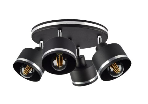 Wama lampa sufitowa czarny 4x40w e27 klosz czarny+srebrny