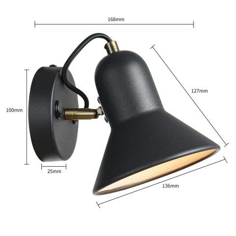 Light Prestige Kinkiet Astama czarny 1xE27