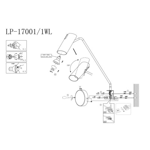 Light Prestige Kinkiet z wysięgnikiem Futuro czarny 1xGU10
