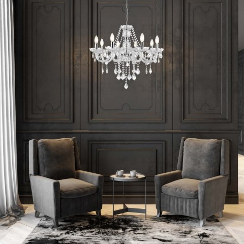 Light Prestige Lampa wisząca Cristallo srebrna 8xE14