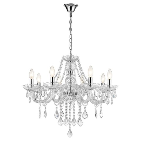 Light Prestige Lampa wisząca Cristallo srebrna 8xE14