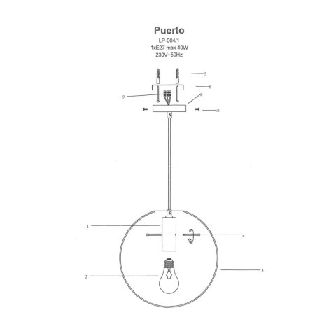 Light Prestige Lampa wisząca Puerto czarna 1xE27