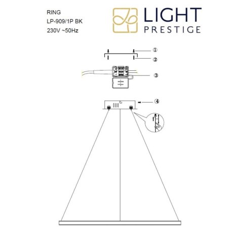 Light Prestige Lampa wisząca Ring 40 cm czarna LED