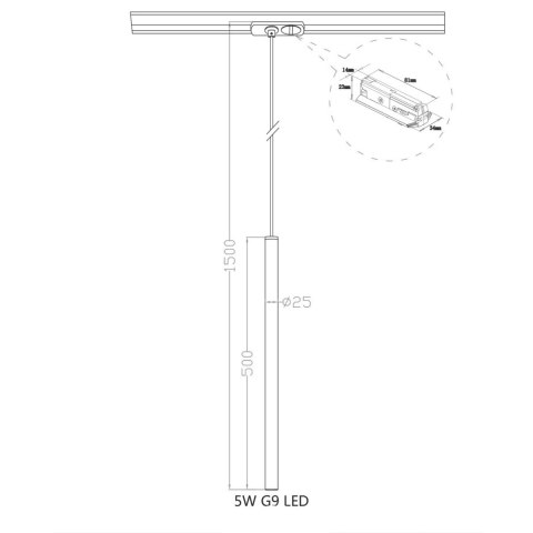 Light Prestige Lampa wisząca do szynoprzewodu Lungo 1 złota 1F 1xG9
